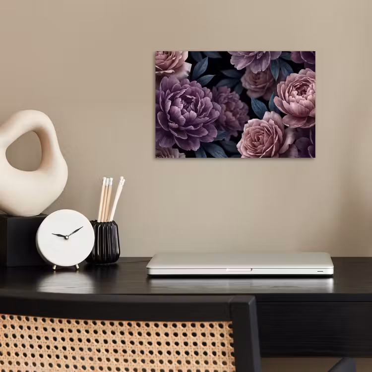 Poster - Bloemen - Patroon - Donker - Botanisch - Paars — 2