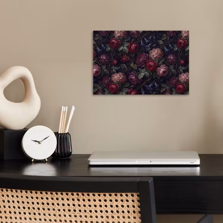 Poster - Bloemen - Rood - Klassiek - Donker - Patroon — 2