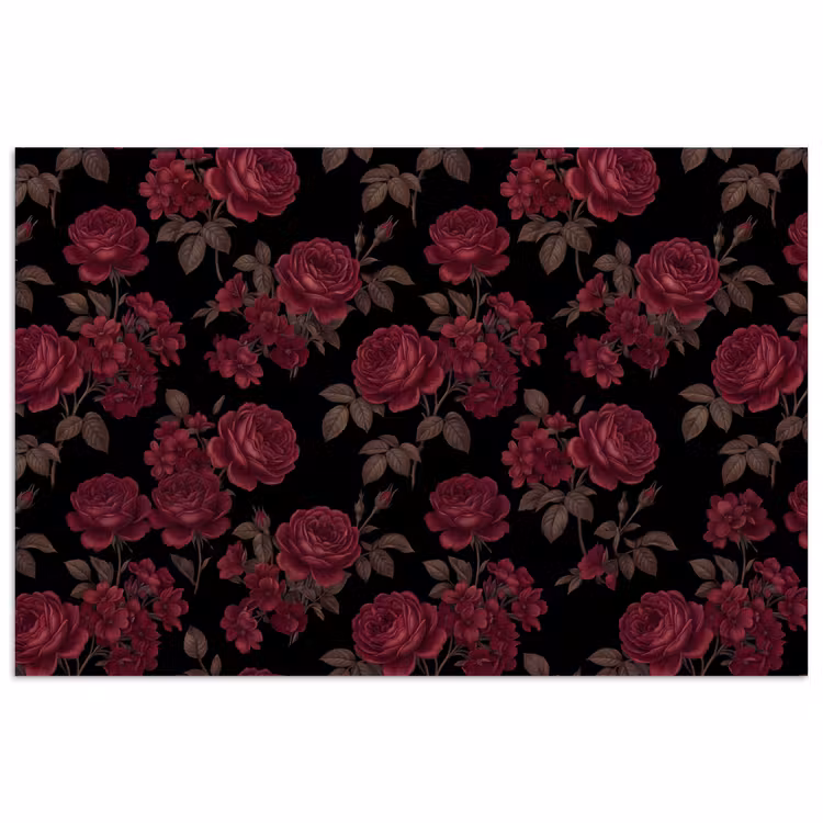 Poster - Bloemen - Roos - Patroon - Klassiek - Rood — 1