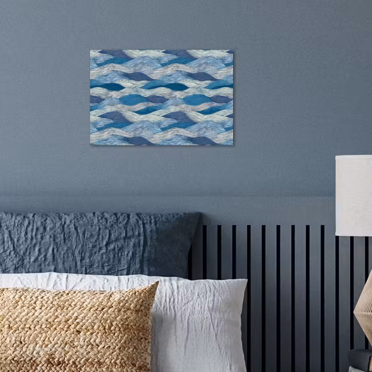Poster - Getekend - Blauw - Wit - Golvend - Streepjes — 3