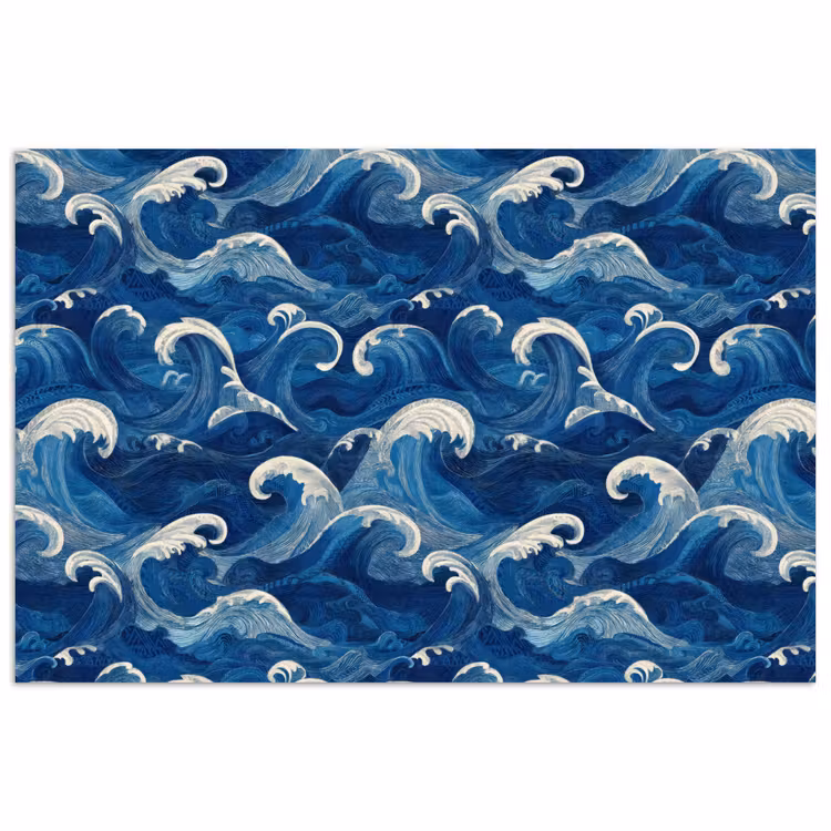 Poster - Japans - Oceaan - Golven - Blauw — 1