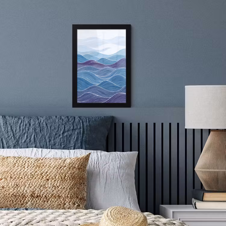 Poster met lijst - Abstract - Golven - Patroon - Blauw - Modern — 4