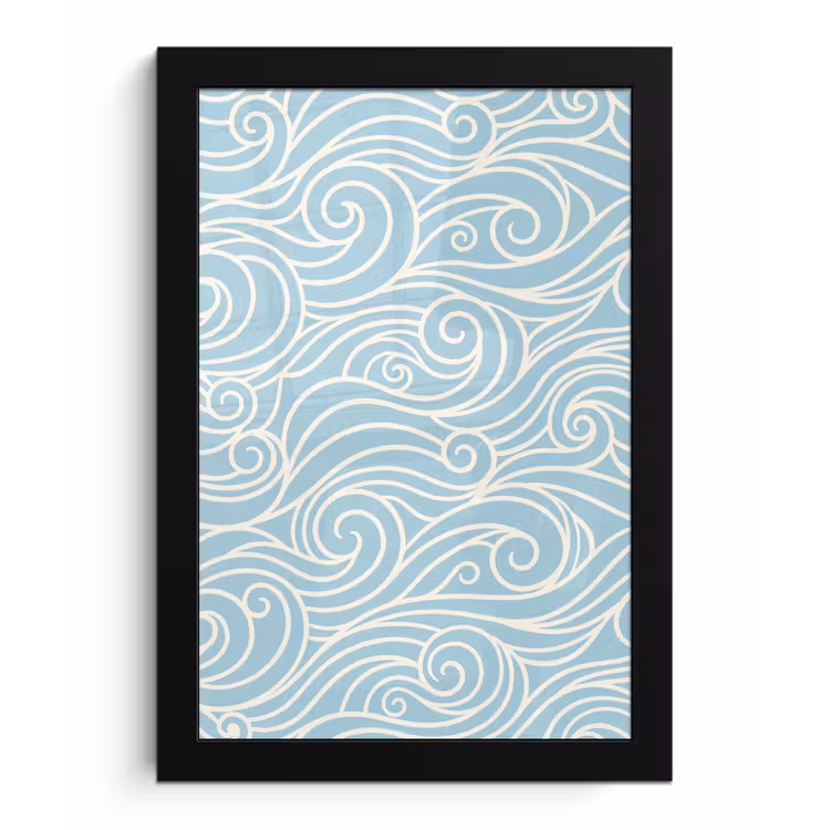 Poster met lijst - Golf - Abstract - Natuur - Modern - Blauw — 1
