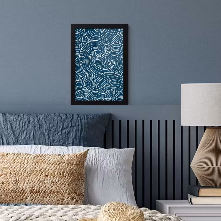 Poster met lijst - Golven - Spiraal - Water - Abstract - Blauw — 4