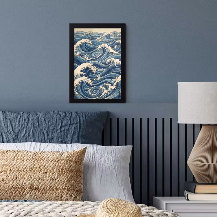Poster met lijst - Golven - Zee - Natuur - Abstract - Blauw — 4