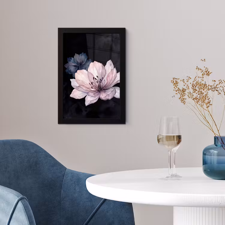 Poster met lijst - Bloemen - Aquarel - Modern - Roze - Donker — 2