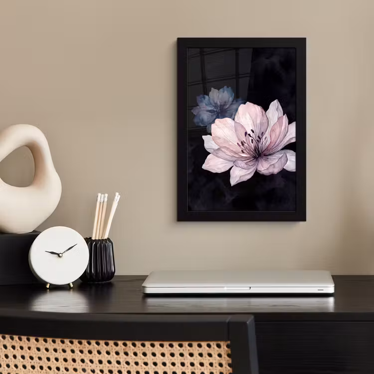 Poster met lijst - Bloemen - Aquarel - Modern - Roze - Donker — 3