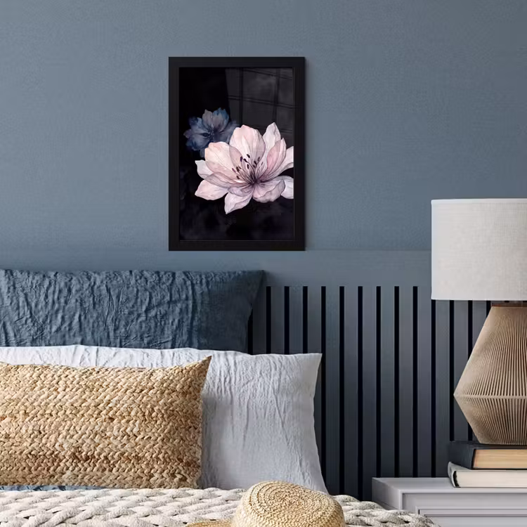 Poster met lijst - Bloemen - Aquarel - Modern - Roze - Donker — 4