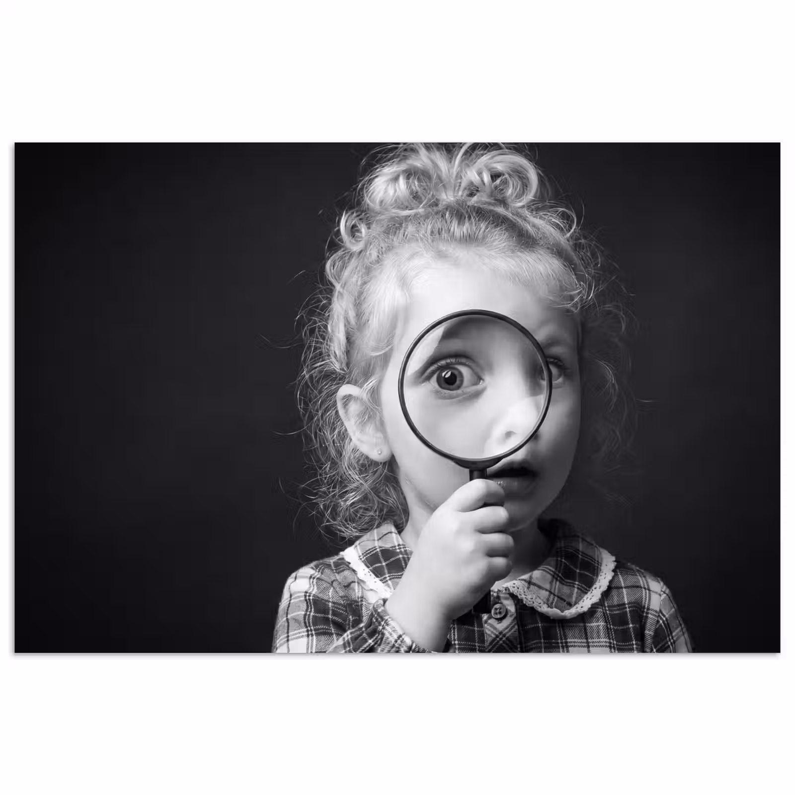 Poster - Kind - Vergrootglas - Portret - Zwart-wit — 1
