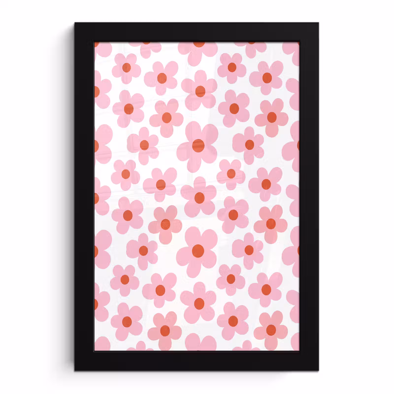 Poster met lijst - Bloemen - Patroon - Modern - Roze - Wit — 1
