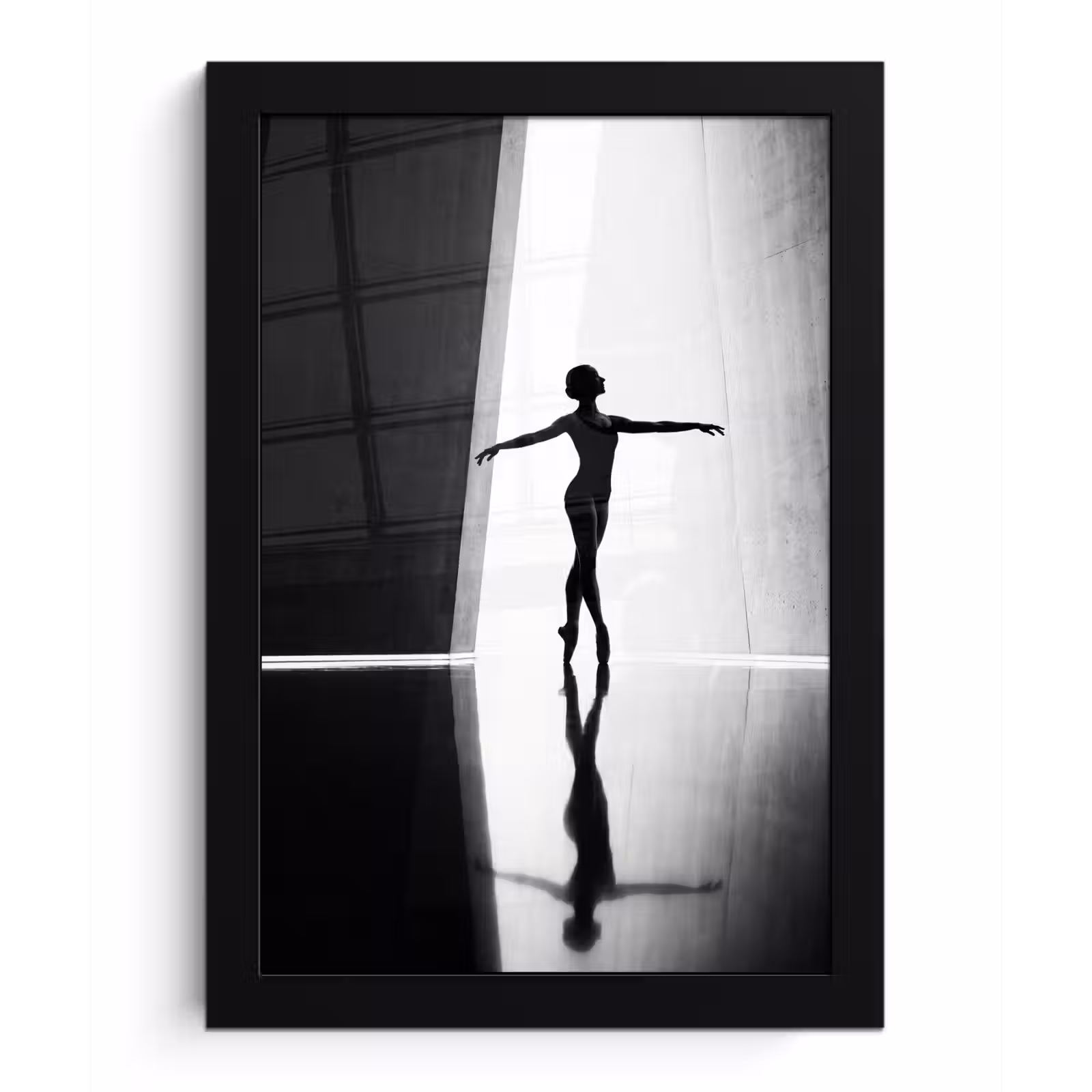 Poster met lijst - Danser - Silhouette - Kunst - Modern - Zwart-wit — 1