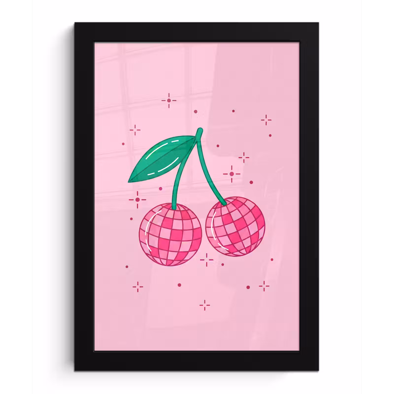 Poster met lijst - Decoratie - Disco-bal - Feest - Roze — 1