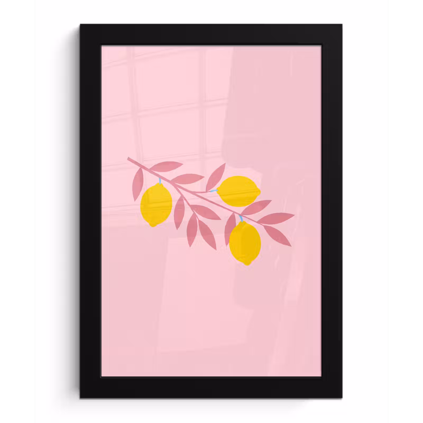 Poster met lijst - Fruit - Tak - Natuur - Abstract - Roze — 1