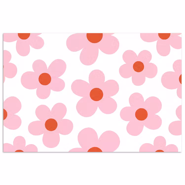 Poster - Bloemen - Patroon - Modern - Roze - Wit — 1