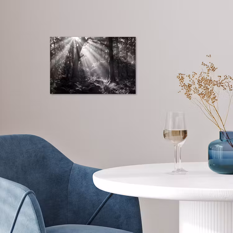 Poster - Bos - Lichtstralen - Natuur - Zwart-wit — 4
