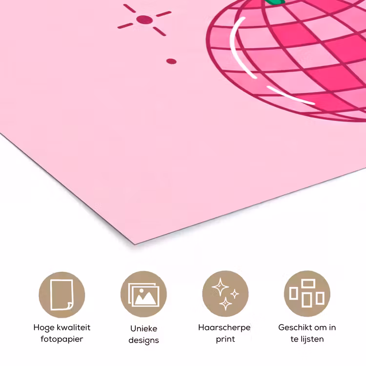 Poster - Decoratie - Disco-bal - Feest - Roze — 5