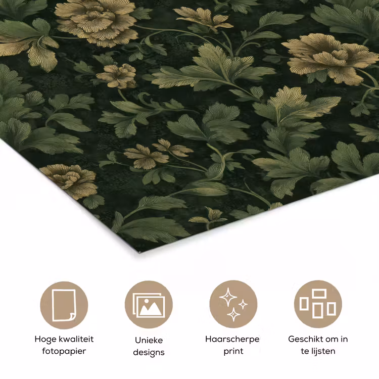Poster - Donker - Groen - Goud - Botanisch — 5