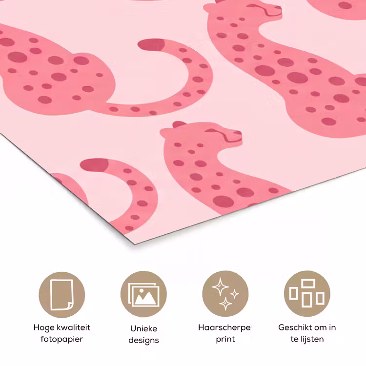 Poster - Kat - Gevlekt - Dieren - Patroon - Roze — 5