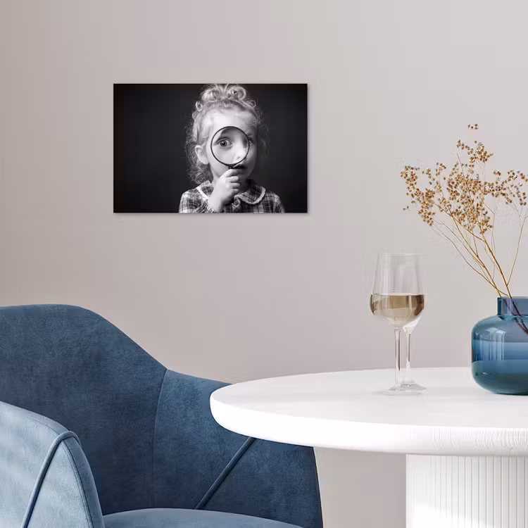 Poster - Kind - Vergrootglas - Portret - Zwart-wit — 4