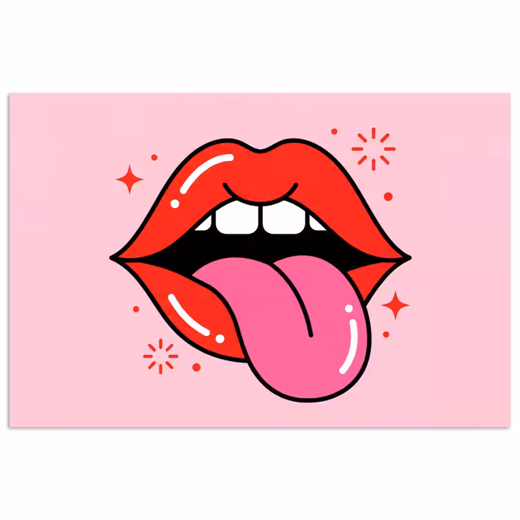 Poster - Lippen - Tong - Pop-art - Kleurrijk - Roze — 1