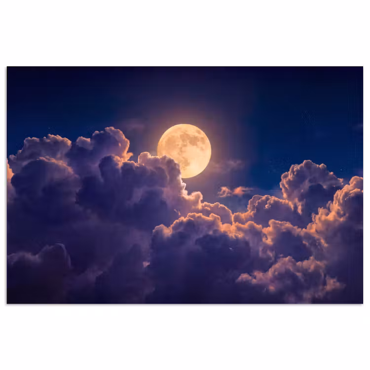 Poster - Maan - Wolken - Nacht - Oranje — 1