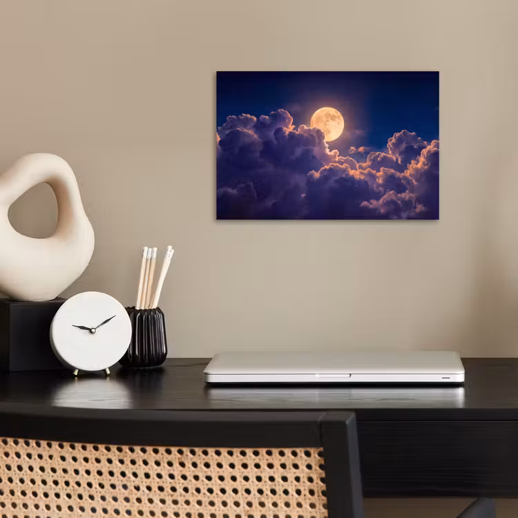 Poster - Maan - Wolken - Nacht - Oranje — 2