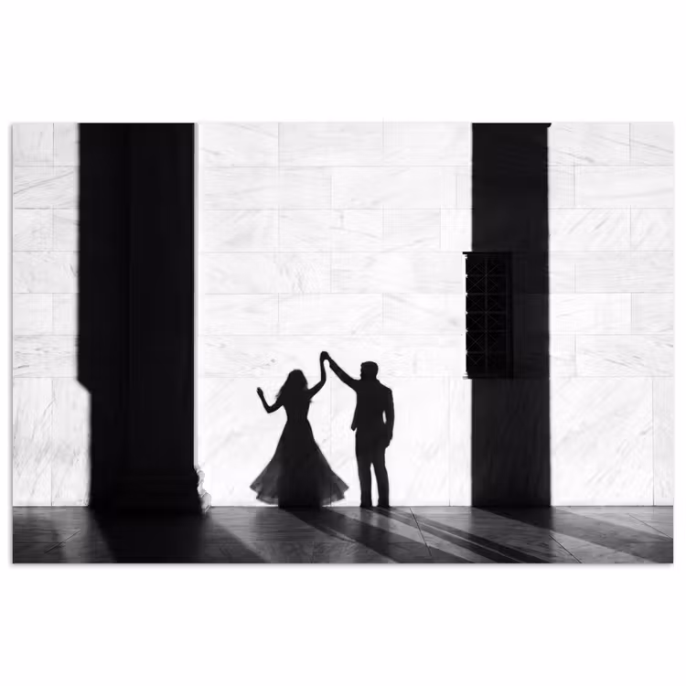 Poster - Mensen - Schaduw - Dans - Zwart-wit - Liefde — 1
