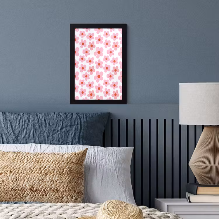 Poster met lijst - Bloemen - Patroon - Modern - Roze - Wit — 4