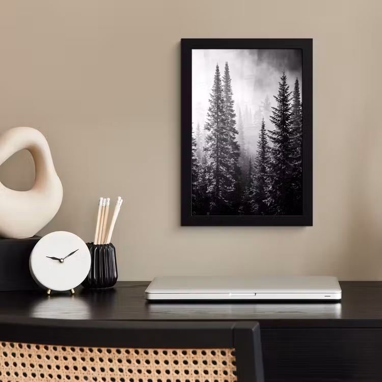 Poster met lijst - Bos - Mist - Winter - Monochroom - Natuur — 3