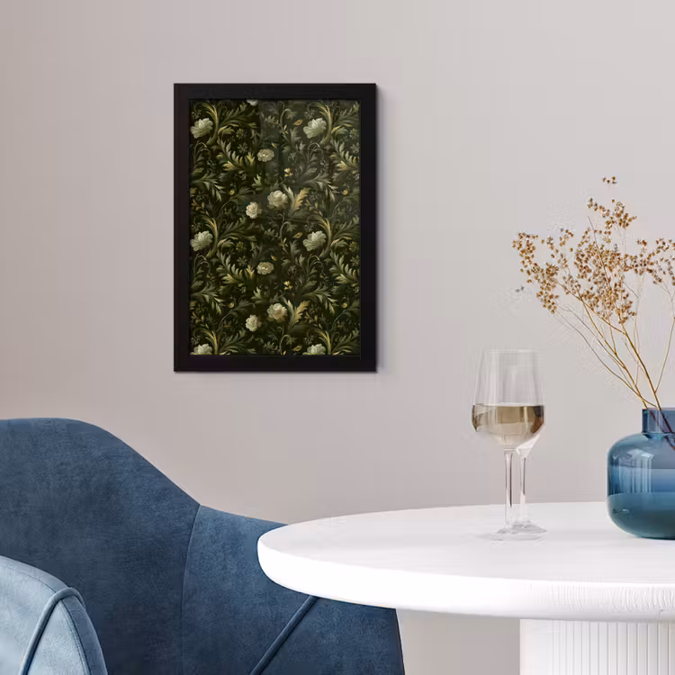 Poster met lijst - Botanisch - Naadloos - Bloemen — 2