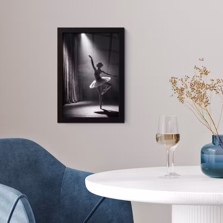 Poster met lijst - Danser - Podium - Zwart-wit - Kunst - Klassiek — 2