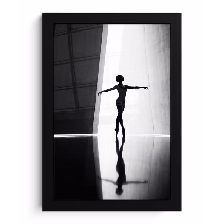 Poster met lijst - Danser - Silhouette - Kunst - Modern - Zwart-wit — 1