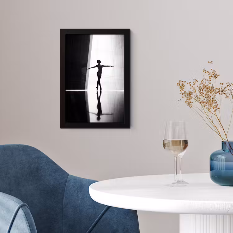 Poster met lijst - Danser - Silhouette - Kunst - Modern - Zwart-wit — 2