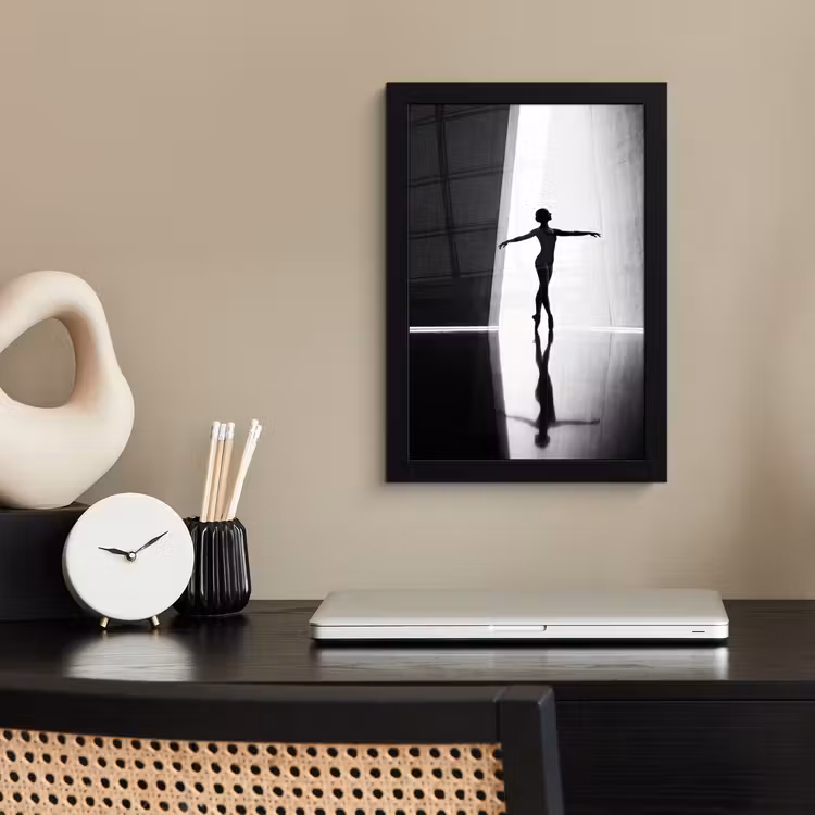Poster met lijst - Danser - Silhouette - Kunst - Modern - Zwart-wit — 3