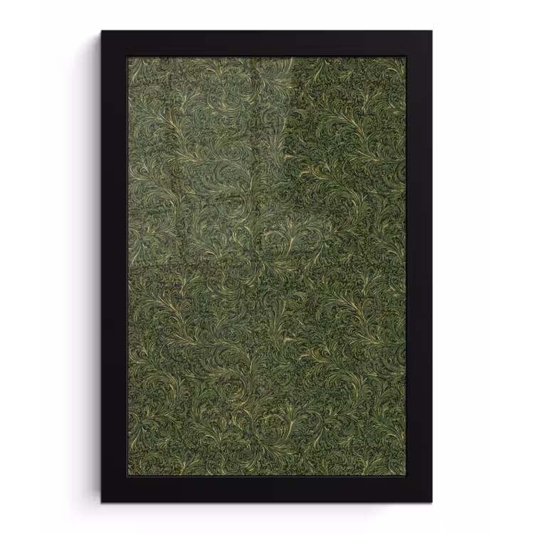 Poster met lijst - Donker - Groen - Krullend - Botanisch — 1