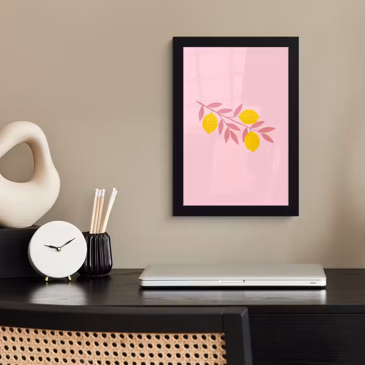Poster met lijst - Fruit - Tak - Natuur - Abstract - Roze — 3
