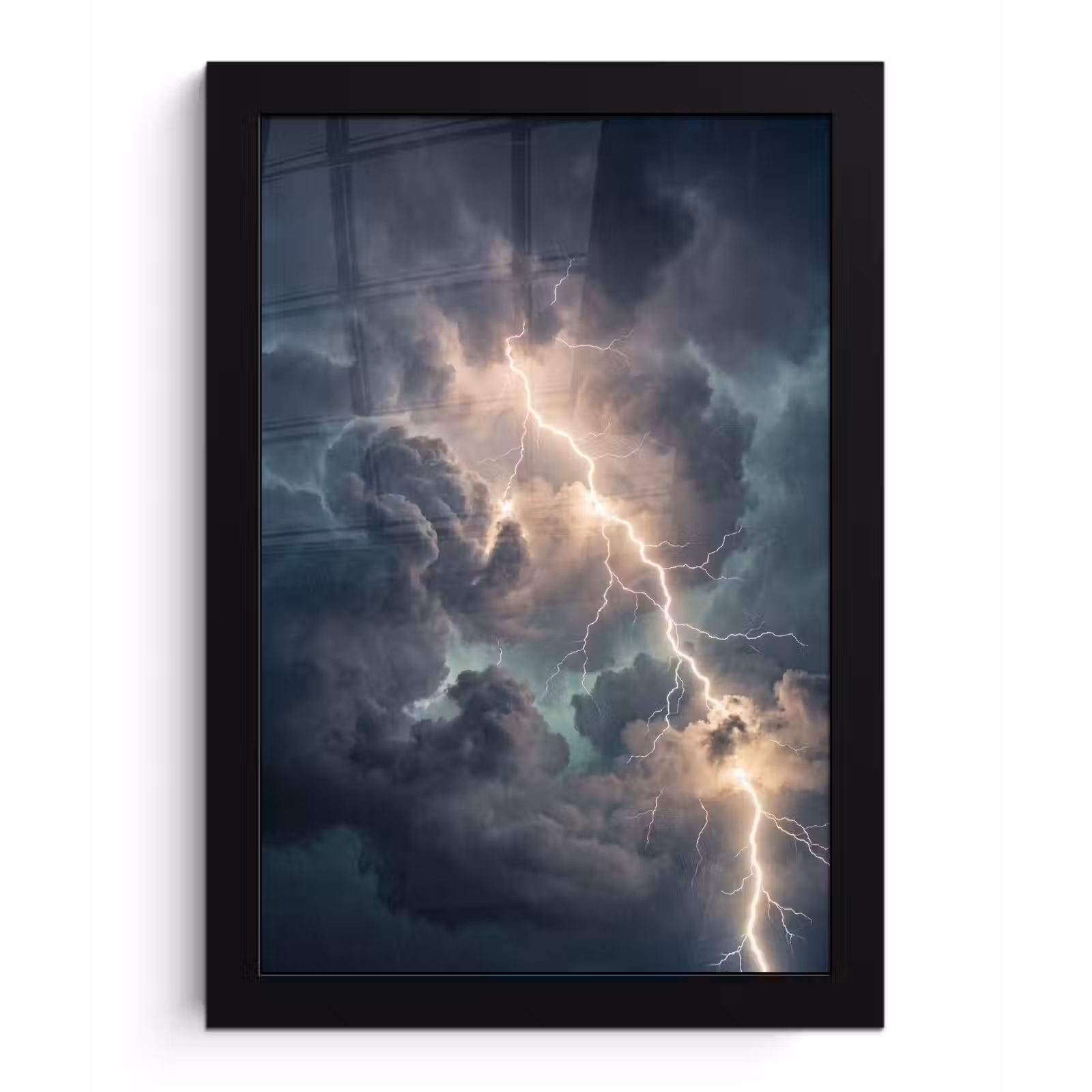 Poster met lijst - Bliksem - Storm - Natuur - Donker — 1
