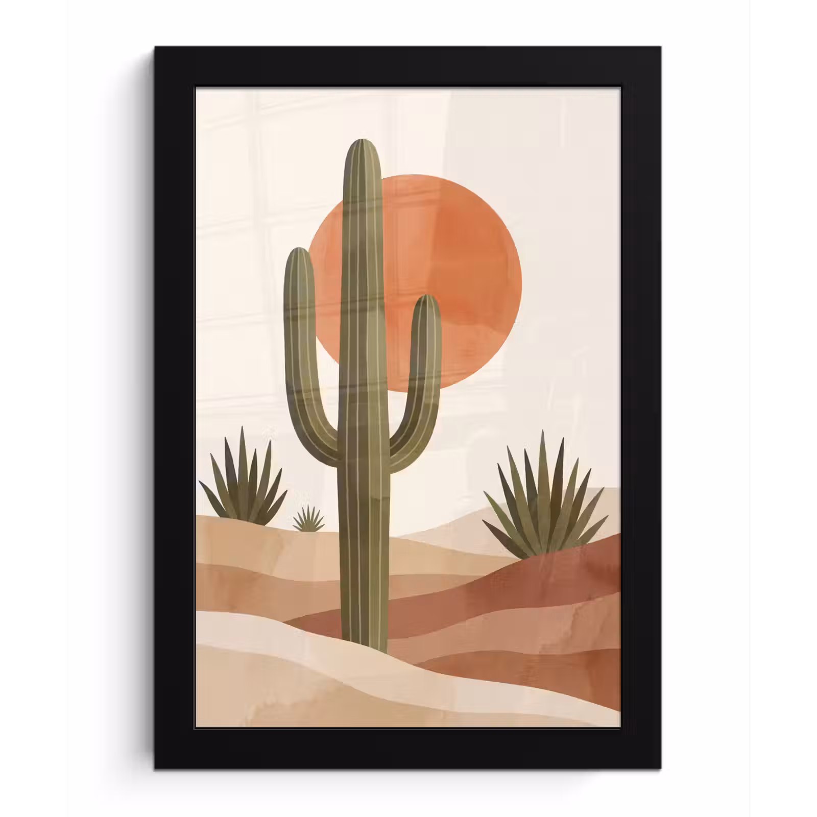 Poster met lijst - Cactus - Duinen - Modern - Landschap - Groen — 1