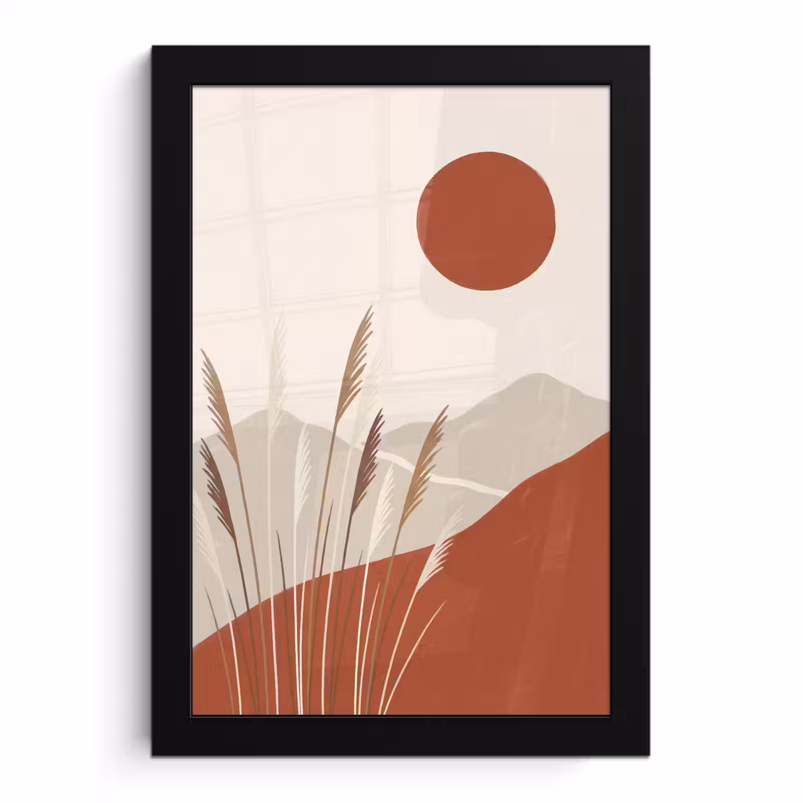 Poster met lijst - Gras - Landschap - Natuur - Abstract - Beige — 1