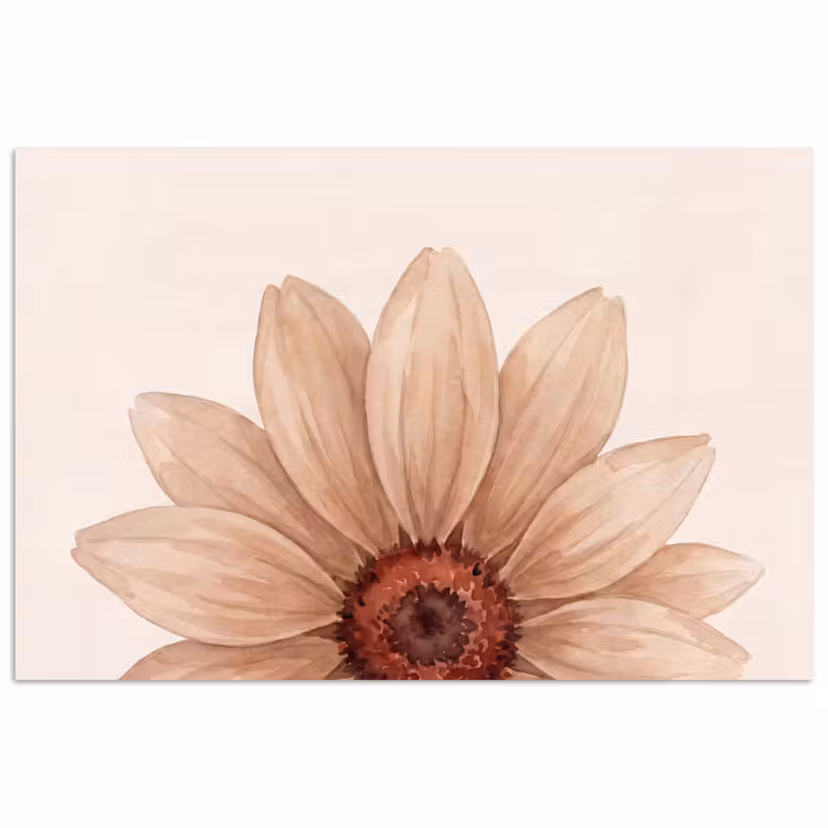Poster - Bloemen - Bloemblad - Natuur - Aquarel - Beige — 1