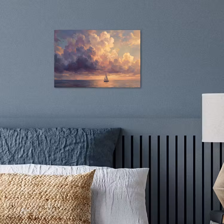 Poster - Boot - Zonsondergang - Zee - Natuur - Goud — 3