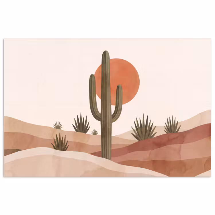 Poster - Cactus - Duinen - Modern - Landschap - Groen — 1