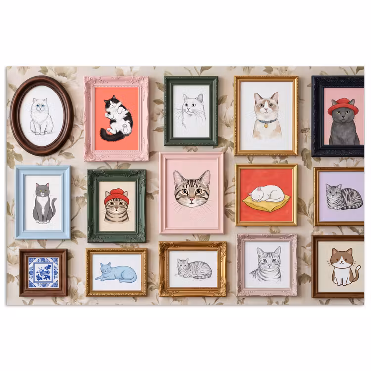 Poster - Kat - Portret - Dieren - Illustratie - Lijst — 1