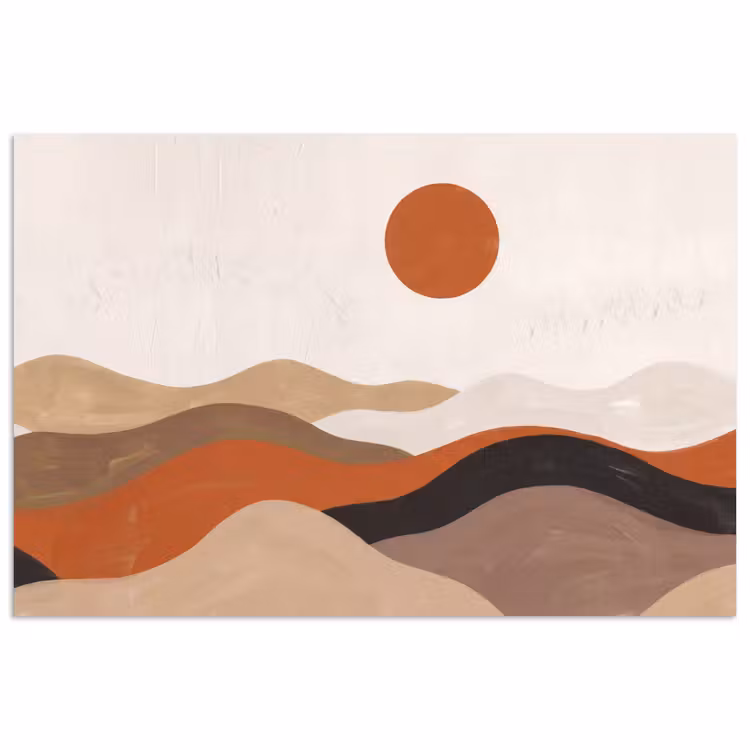 Poster - Landschap - Heuvels - Zon - Abstract - Oranje — 1
