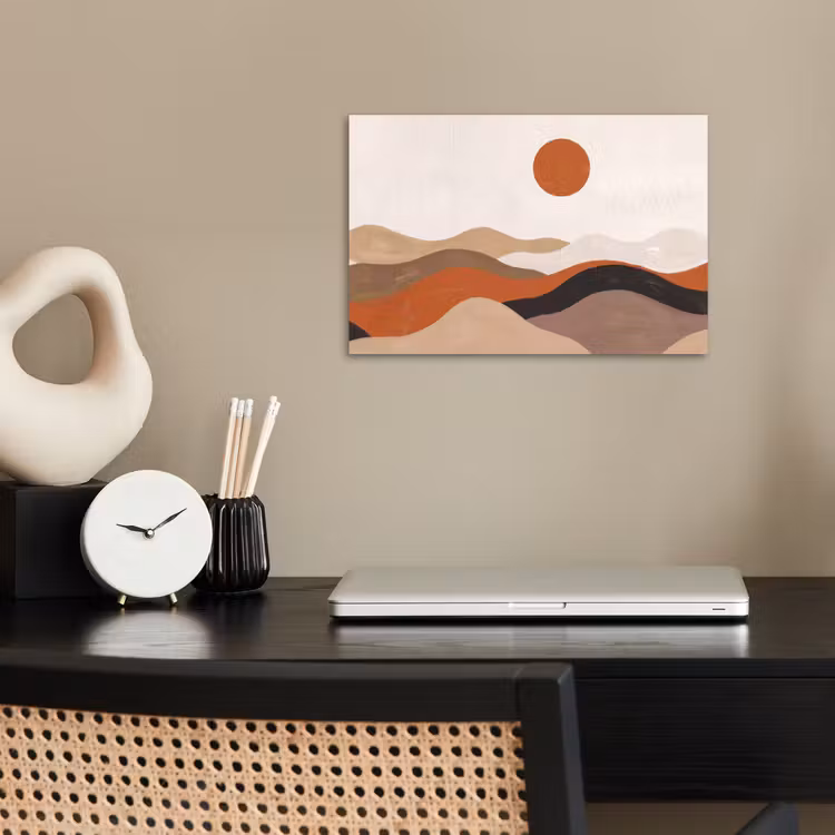 Poster - Landschap - Heuvels - Zon - Abstract - Oranje — 2