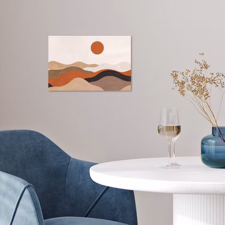 Poster - Landschap - Heuvels - Zon - Abstract - Oranje — 4