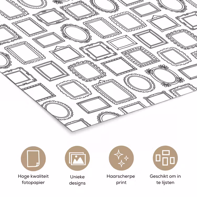 Poster - Lijsten - Patroon - Decoratie - Schets - Zwart-wit — 5