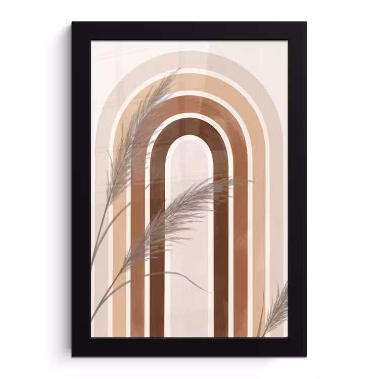 Poster met lijst - Abstract - Bogen - Plant - Boho - Beige — 1