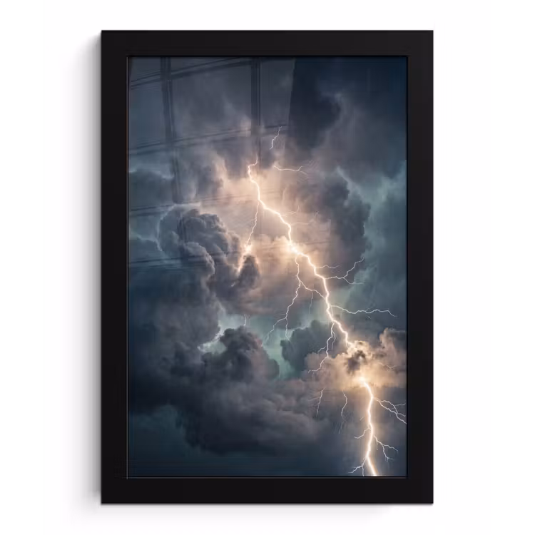 Poster met lijst - Bliksem - Storm - Natuur - Donker — 1