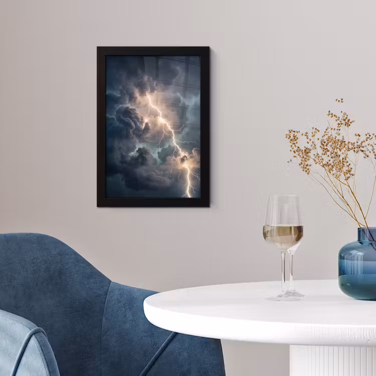 Poster met lijst - Bliksem - Storm - Natuur - Donker — 2